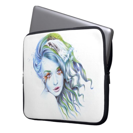 Meerjungfrau Wasserfrau Surreal Fantasy Portrait Laptopschutzhülle (Vorderseite Links)
