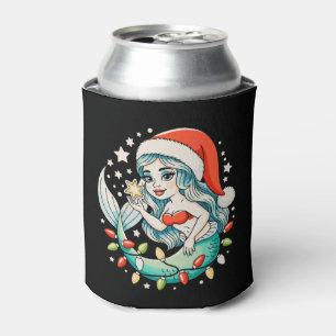 Meerjungfrau Weihnachtslichter Santa Hut Girly Wei Dosenkühler