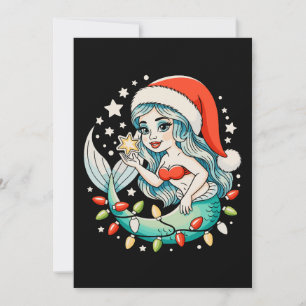 Meerjungfrau Weihnachtslichter Santa Hut Girly Wei Einladung