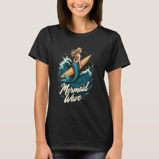 Meerjungfrau-Welle-Surferin-Ozean-Tropischer-Stran T-Shirt
