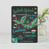 Meerjungfrau, Winter, Weihnachten einladen Einladung (Stehend Vorderseite)