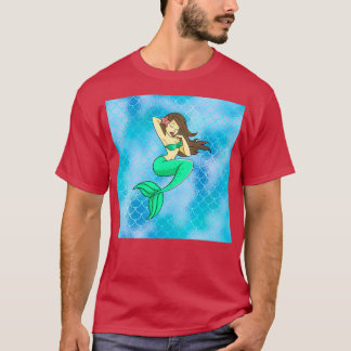 Meerjungfrau Zeichnend auf Blue Scales T-Shirt