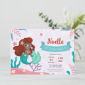 Meerjungfrau zum Geburtstag Einladung (Stehend Vorderseite)