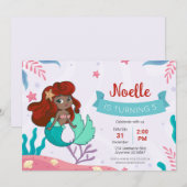 Meerjungfrau zum Geburtstag Einladung (Vorne/Hinten)