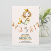 Meerjungfrau zum Geburtstag Einladung (Stehend Vorderseite)