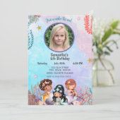Meerjungfrau zum Geburtstag Einladung (Stehend Vorderseite)