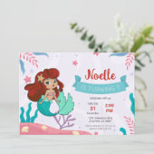 Meerjungfrau zum Geburtstag Einladung (Stehend Vorderseite)