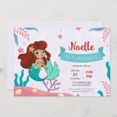 Meerjungfrau zum Geburtstag Einladung (Vorne/Hinten)