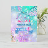 Meerjungfrau zum Geburtstag Einladung (Stehend Vorderseite)