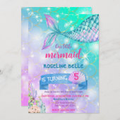 Meerjungfrau zum Geburtstag Einladung (Vorne/Hinten)