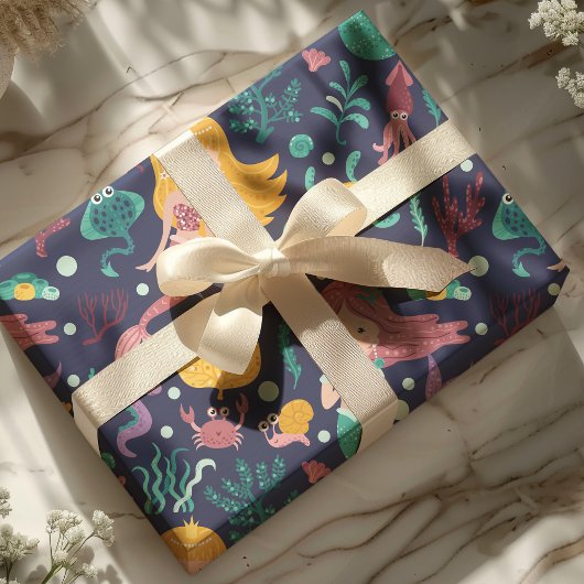 Meerjungfrau zum Geburtstag Geschenkpapier