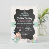 Meerjungfrau zum Geburtstag im Meer Einladung (Stehend Vorderseite)