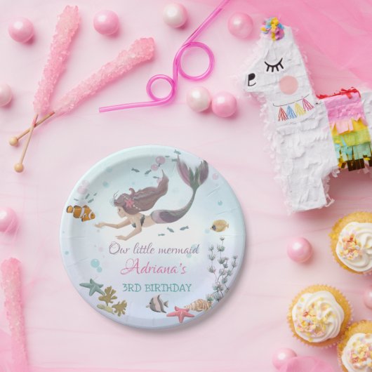 Meerjungfrau zum Geburtstag Pappteller (Party)