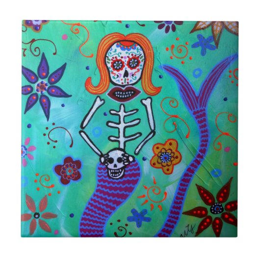 MEERJUNGFRAUAQUAMARINE FLIESE (Vorderseite)