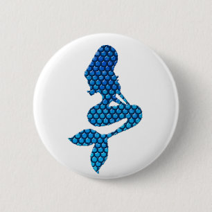 Meerjungfraublau u. Türkisskala-Silhouetteknopf Button