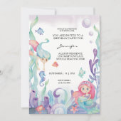 Meerjungfrauen 1. Geburtstag Party unter Wasser Einladung (Vorderseite)