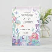 Meerjungfrauen 1. Geburtstag Party unter Wasser Einladung (Stehend Vorderseite)