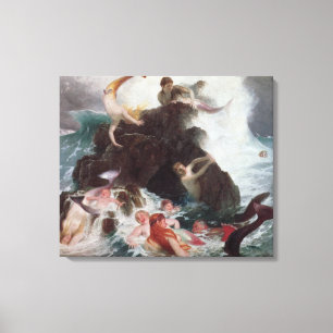 Meerjungfrauen an Spiel, 1886 (Öl auf Leinwand) Leinwanddruck