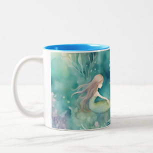 Meerjungfrauen-Aquarellkunst Zweifarbige Tasse