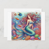 Meerjungfrauen auf einem Korallenriff Postkarte (Vorne/Hinten)