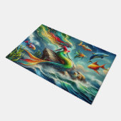 Meerjungfrauen auf Felsen Umgeben von Whimsical 36 Fußmatte (Schrägansicht)