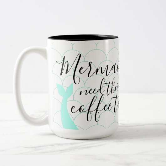 Meerjungfrauen benötigen Fischskala-Türkis Tee des Zweifarbige Tasse (Links)