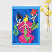 Meerjungfrauen, die Gruß-Karte schwimmen Karte (Gelbe Blume)