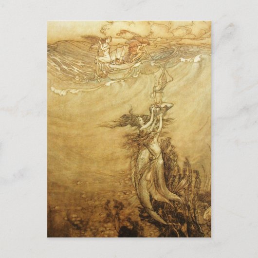 Meerjungfrauen, die Perlen auf der Postkarte fange (Vorderseite)