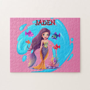 Meerjungfrauen, Fische, die im Wasser personalisie Puzzle