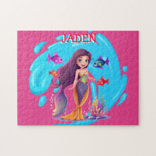 Meerjungfrauen, Fische, die im Wasser personalisie Puzzle