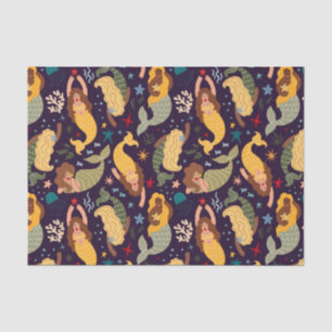 Meerjungfrauen, Fische und Korallenfantasien Seidenpapier