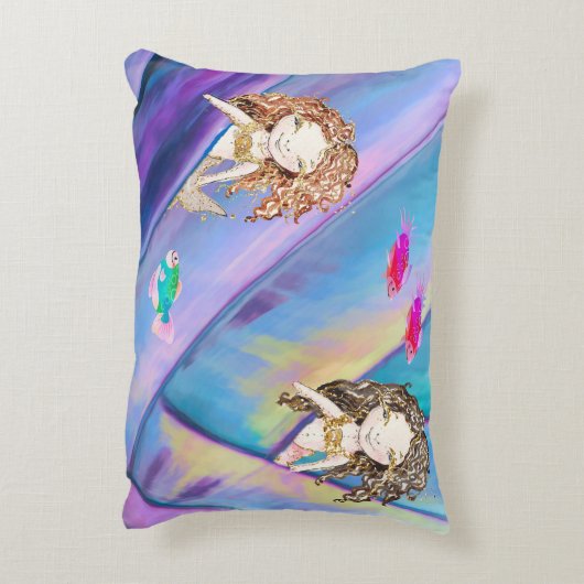 Meerjungfrauen, Fische und Pocket Reef Dekokissen (Rückseite(Vertikal))