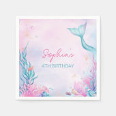 Meerjungfrauen Geburtstagspartei von Meerjungfrau Serviette (Vorderseite)