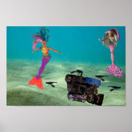 Meerjungfrauen helfen den Hummern. Poster