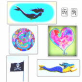 Meerjungfrauen Liebe Herz om Piratenflagge Aufkleber (Vorderseite)