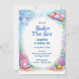 Meerjungfrauen Mädchen Unter dem Meer Zweiter Gebu Einladung