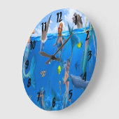 Meerjungfrauen mit Delphinen 1 Große Wanduhr (Winkel)