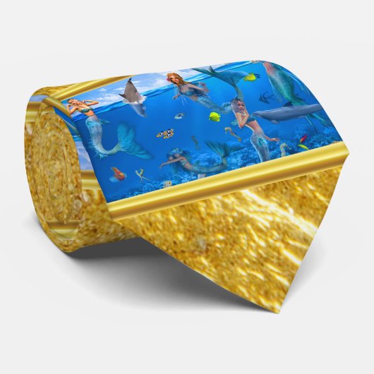 Meerjungfrauen mit Delphinen Krawatte (Gerollt)