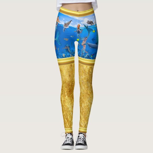 Meerjungfrauen mit Delphinen Leggings (Vorderseite)
