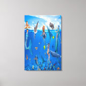 Meerjungfrauen mit Delphinen Leinwanddruck (Vorderseite)