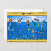 Meerjungfrauen mit Delphinen Postkarte (Vorne/Hinten)