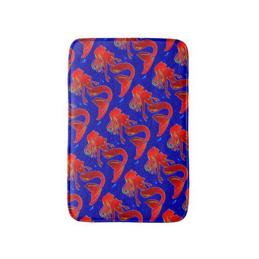 Meerjungfrauen mit rotem Button Badematte (Vorderseite Vertikal)