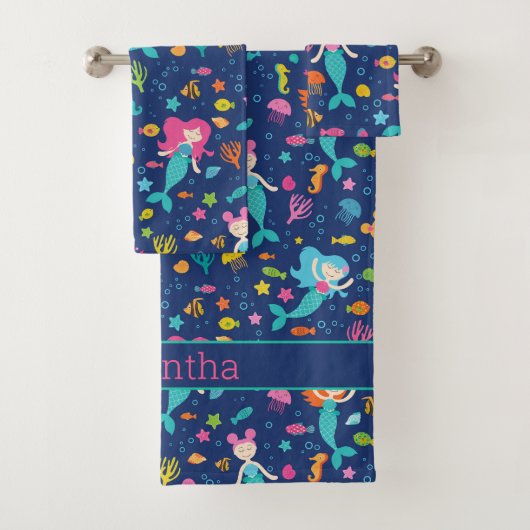 Meerjungfrauen Personalisiert Badhandtuch Set (Insitu)