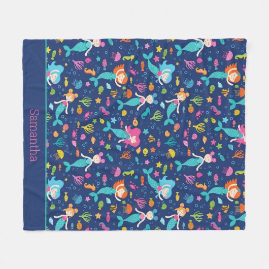 Meerjungfrauen Personalisiert Fleecedecke (Vorderseite (Horizontal))