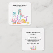 Meerjungfrauen & Quallen Unterwasserkletterplatz Quadratische Visitenkarte (Vorne/Hinten)