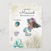 *~* Meerjungfrauen Schwarzes Haar Geburtstag Einla Einladung (Vorne/Hinten)