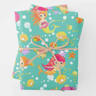 Meerjungfrauen Türkis Geschenkpapier Set