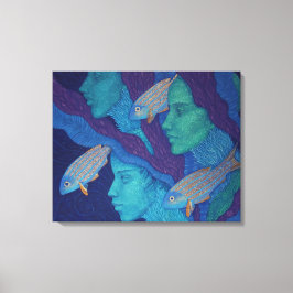 Meerjungfrauen und Fische, surreale Fantasiekunst, Leinwanddruck