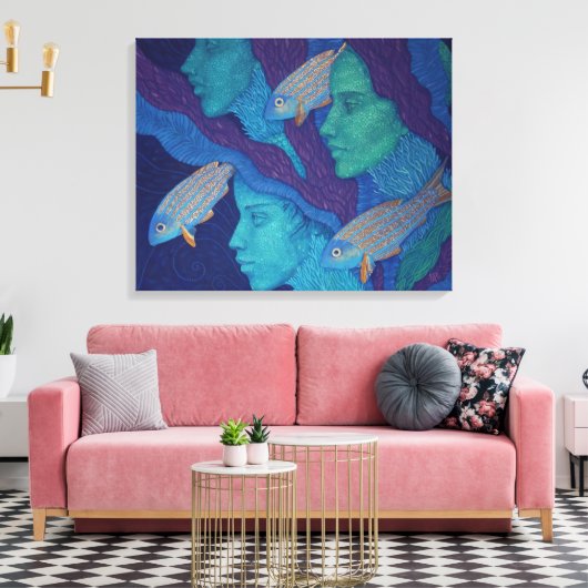 Meerjungfrauen und Fische, surreale Fantasiekunst, Leinwanddruck (Insitu (Wohnzimmer))