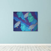 Meerjungfrauen und Fische, surreale Fantasiekunst, Leinwanddruck (Insitu (Holzboden))